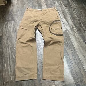 Authentic GUCCI Snake Beige Washed Dyed Cotton Pants Size: 31
